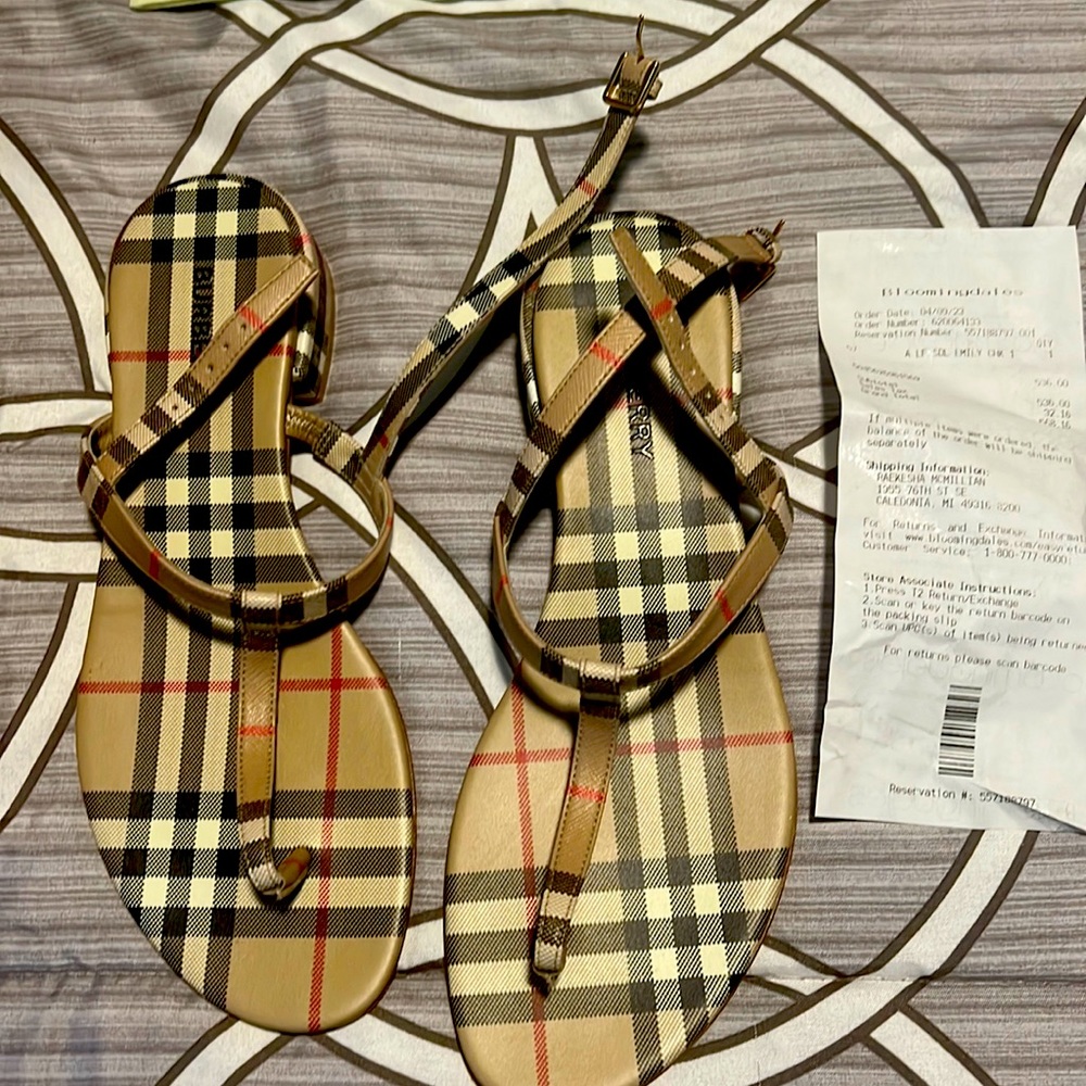 Burberry sandals 7 1/2 still new wore once